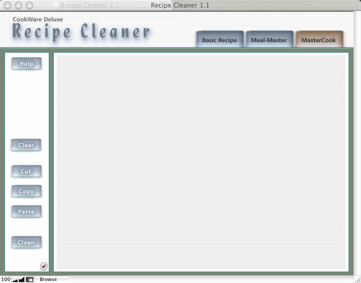 Cleans and reformats recipes for recipe organizer software CookWare Deluxe.